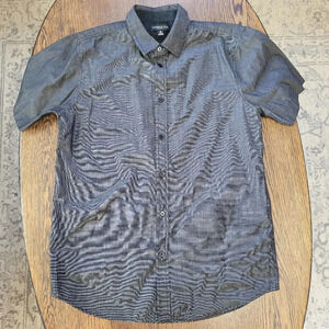 London Fog Black 2 Tone Button Down Short Sleeve Casual Shirt Size Men's Medium